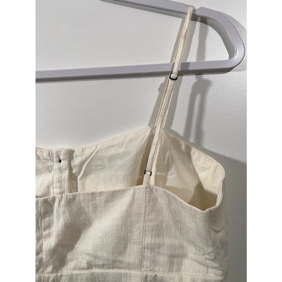 Zara White Linen Peplum Tank Top Size Large with Adjustable Straps and Buttons - Picture 7 of 7